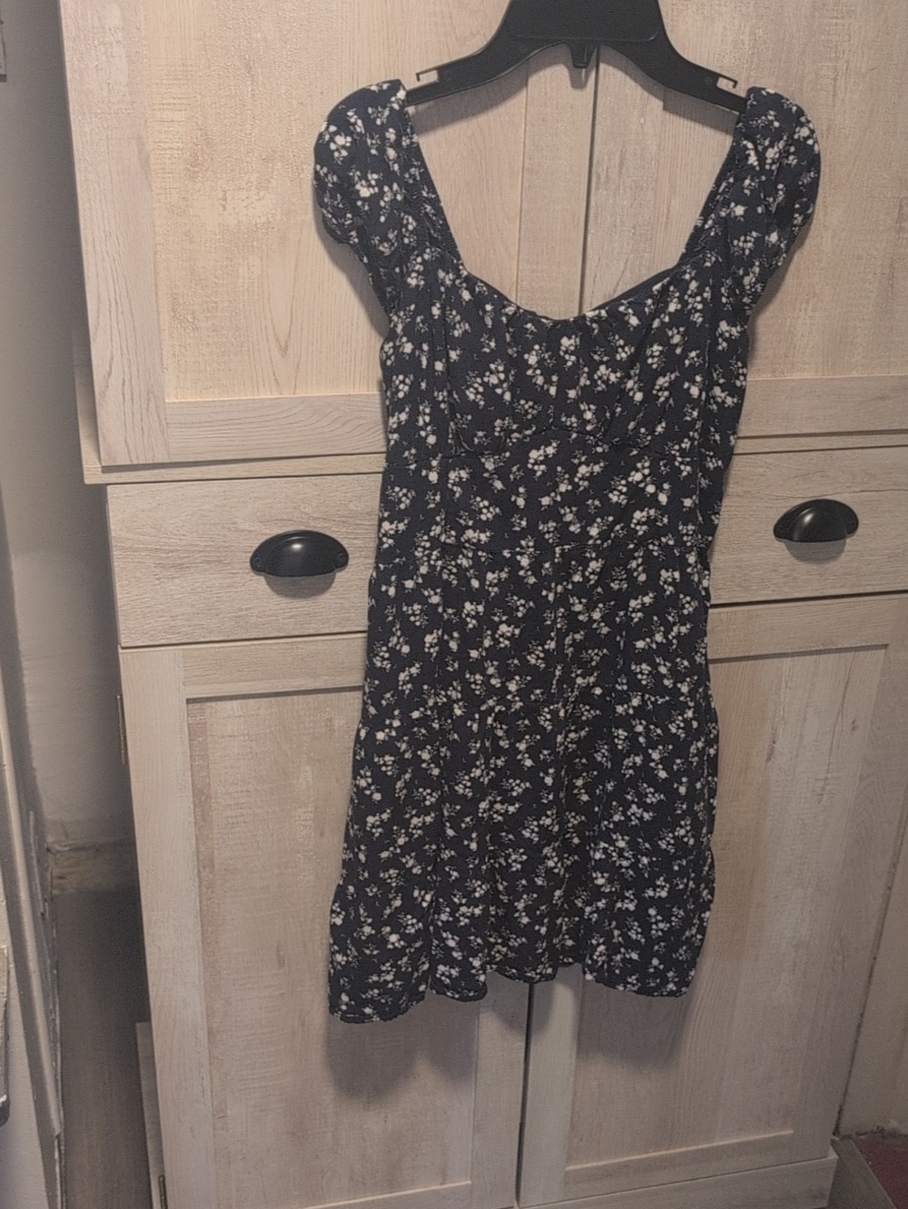 Hollister Black Mini Dress with White Floral Print